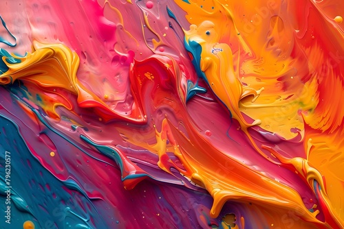 Dynamic and Expressive Fluid Color Art Showcasing Playful Interactions of Vibrant Hues