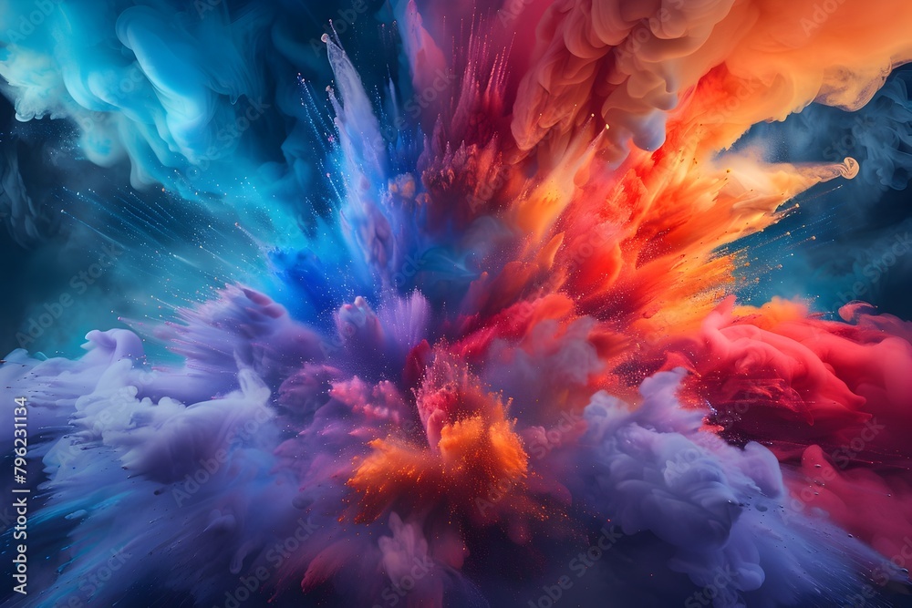 Vibrant Fluid Color Explosion - Bursting Waves of Energetic Chromatic Eruptions