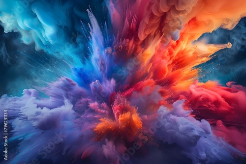 Vibrant Fluid Color Explosion - Bursting Waves of Energetic Chromatic Eruptions