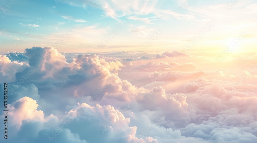 An ethereal landscape of clouds and light representing enlightenment and clarity