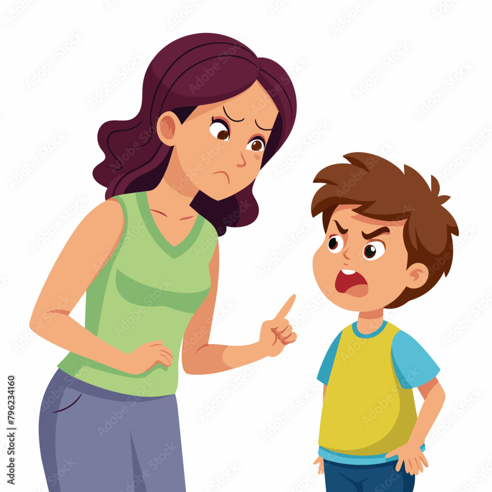 Mother is disciplining her child and the boy cry so sad, solid white background (6) Mother is disciplining her child and the boy cry so sad, solid white background (6)