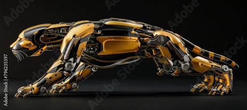 Futuristic robotic cat  agile, metallic, glowing tech for seamless urban traversal