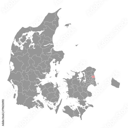 Rudersdal Municipality map, administrative division of Denmark. Vector illustration.