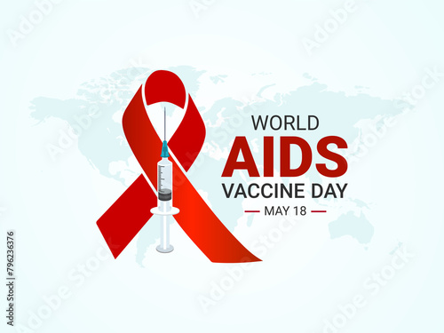 World AIDS Vaccine Day. 18 May. AIDS Vaccine Concept. banner, card, poster. Aids vaccine day celebration. flat design. flat illustration. jpeg format.
 photo