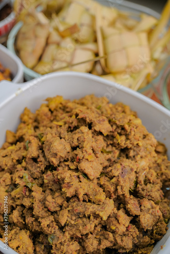 Obraz na płótnie Ketupat typical Hari Raya, served with Rendang, Lodeh, and Sambal Goreng . Special dishes during Eid al-Fitr, especially in Malaysia w salonie