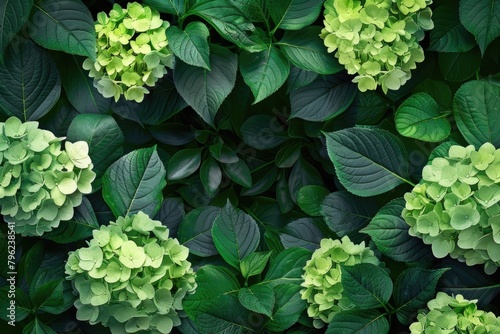 Close up of a bunch of green flowers. Perfect for nature backgrounds #796238541