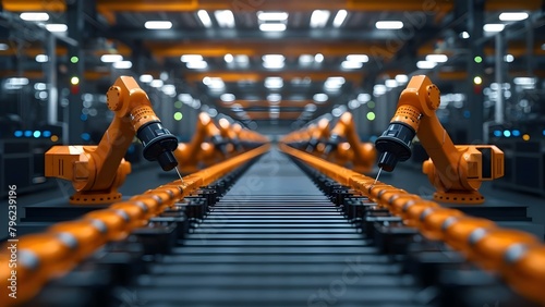 Automated factories are key in the economic revolution for efficient production. Concept Automated Factories, Economic Revolution, Efficient Production photo