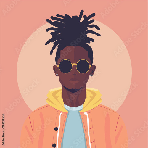 Diverse people portrait, flat style vector design illustration of young man