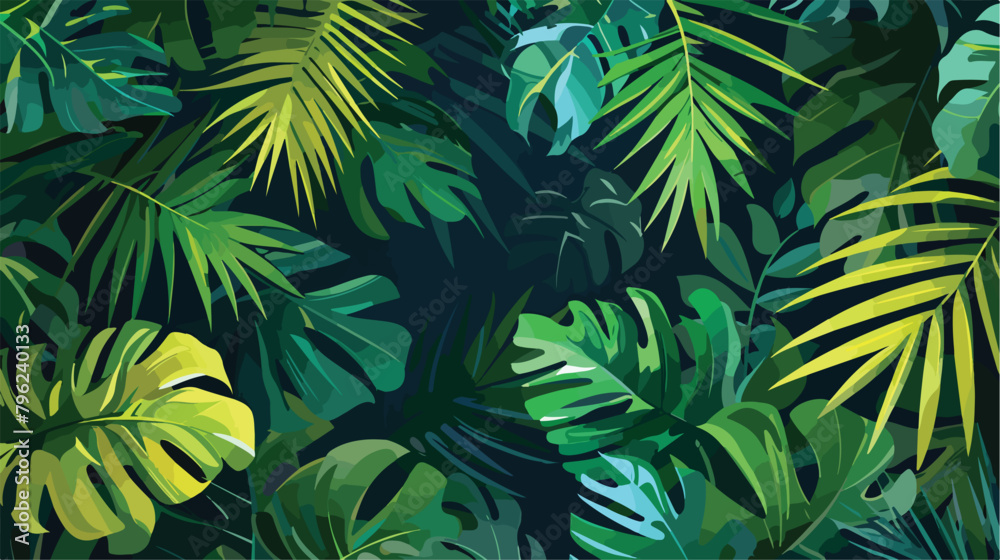 Exotic tropical palm leaves artwork for fabrics souve