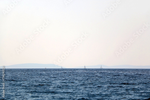 Sailing boat and beautiful Adriatic sea landscape in Croatia.