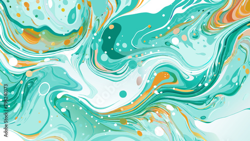 Abstract Turquoise and Orange Fluid Art Background