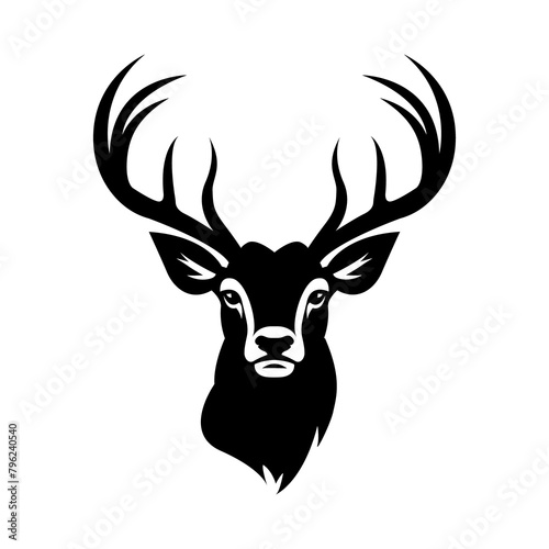 A black vector illustration of a male deer head with antlers  embodying strength and grace  serves as the iconic logo of the brand.
