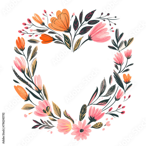 Flower frame. Heart-shaped flower arrangement For wedding invitation  birthday and Mothers Day cards  flyer  poster  banner  brochure  menu  email header.