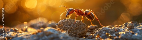 Ant lifting rock strength in nature