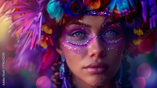 Color burst headdress serene face