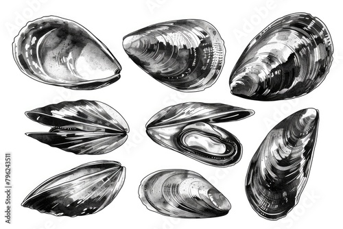 A bunch of clams on a white background. Suitable for seafood industry promotions