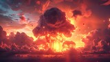 Global Risk of Nuclear War: Planetwide Bomb Explosions and Warning Signs. Concept Nuclear War, Bomb Explosions, Global Risk, Warning Signs, Planetwide Concerns
