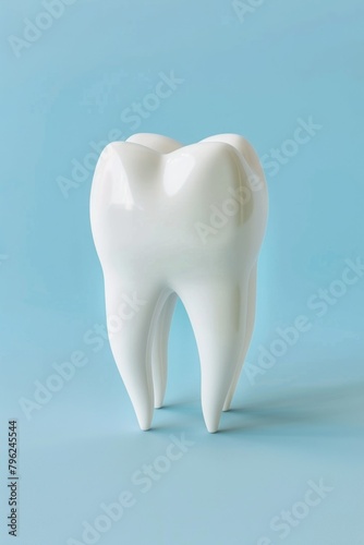 Close-up of a white tooth on a blue background. Perfect for dental health concepts