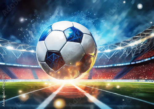 サッカーボールとサッカースタジアム