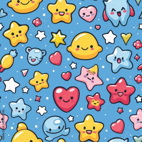 Chibi style graphic patterns