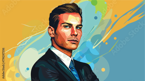 Portrait of handsome young businessman on color background