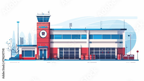 Fire station - vector illustration in flat style 