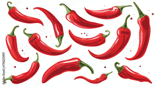 Red chili peppers on white background Vectot style Vector