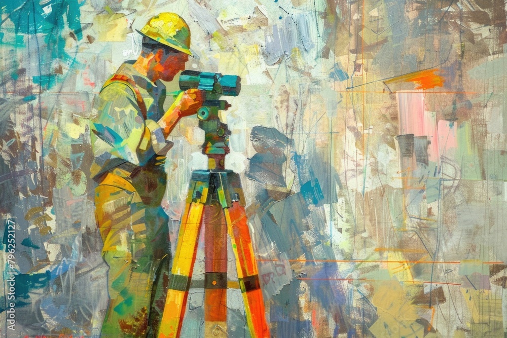 Fototapeta premium A man with a camera on a tripod. Ideal for photography concepts