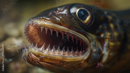 Close-up of a fish with its mouth open  suitable for nature or underwater themed projects