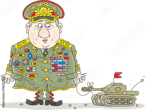 Funny fat general in parade...