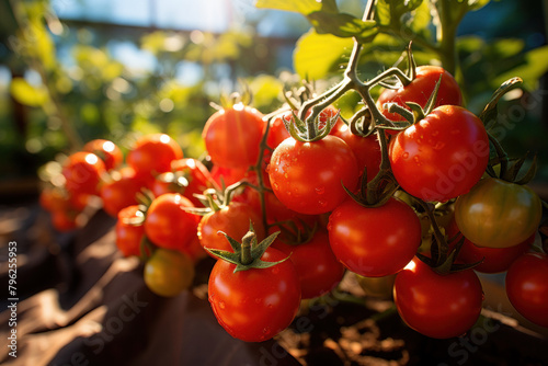 Fresh, nutritious tomatoes grow in greenhouses.