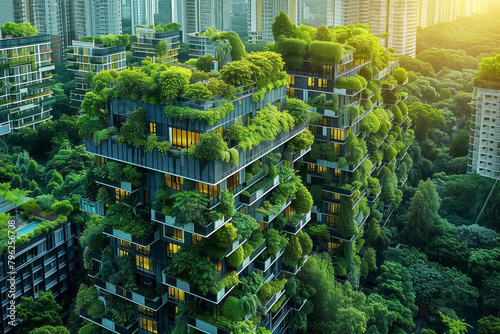 City surrounded by greenery