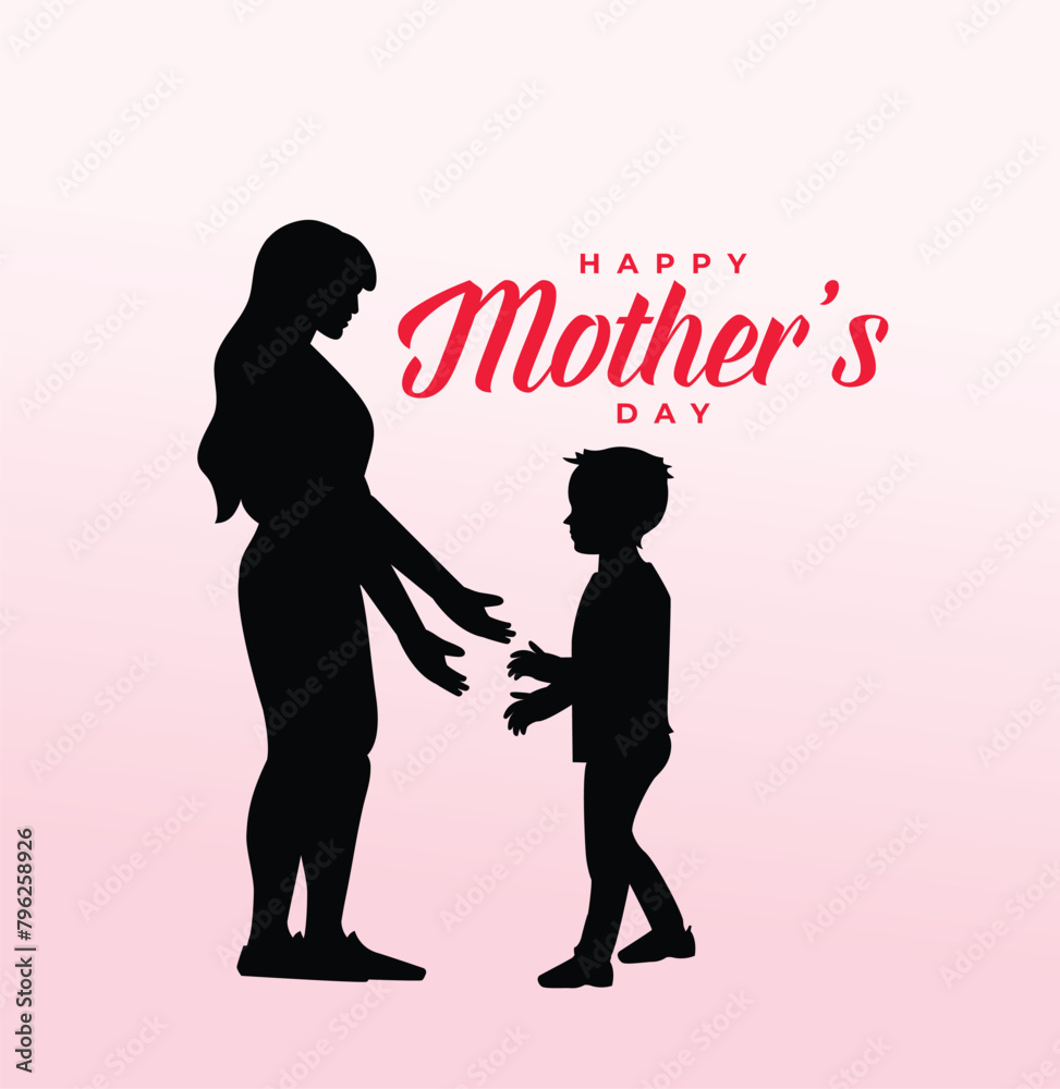 Mother's day postcard with paper flying elements and gift box on blue sky background. Vector symbols of love in shape of heart for greeting card design Mother's day postcard with paper flying elements and gift box on blue sky background. Vector symbols of love in shape of heart for greeting card design