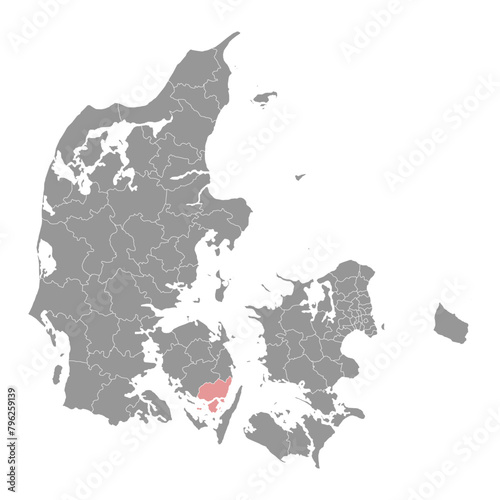 Svendborg Municipality map, administrative division of Denmark. Vector illustration.