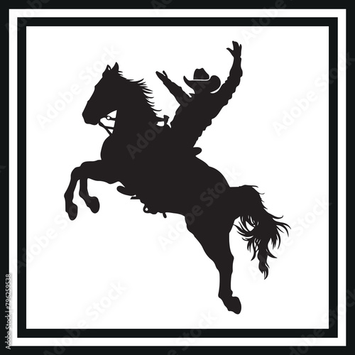 Rodeo cowboy on bucking horse silhouette clipart