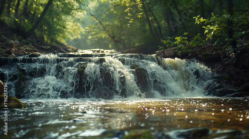 A stream of water is flowing down a hillside