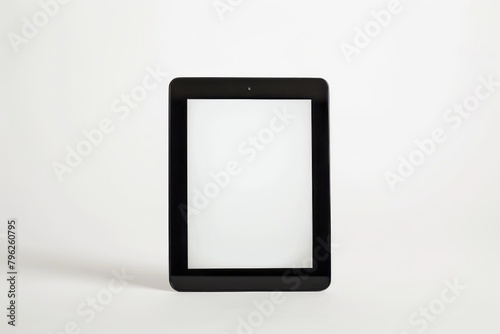 Picture a tablet computer standing alone against a white background