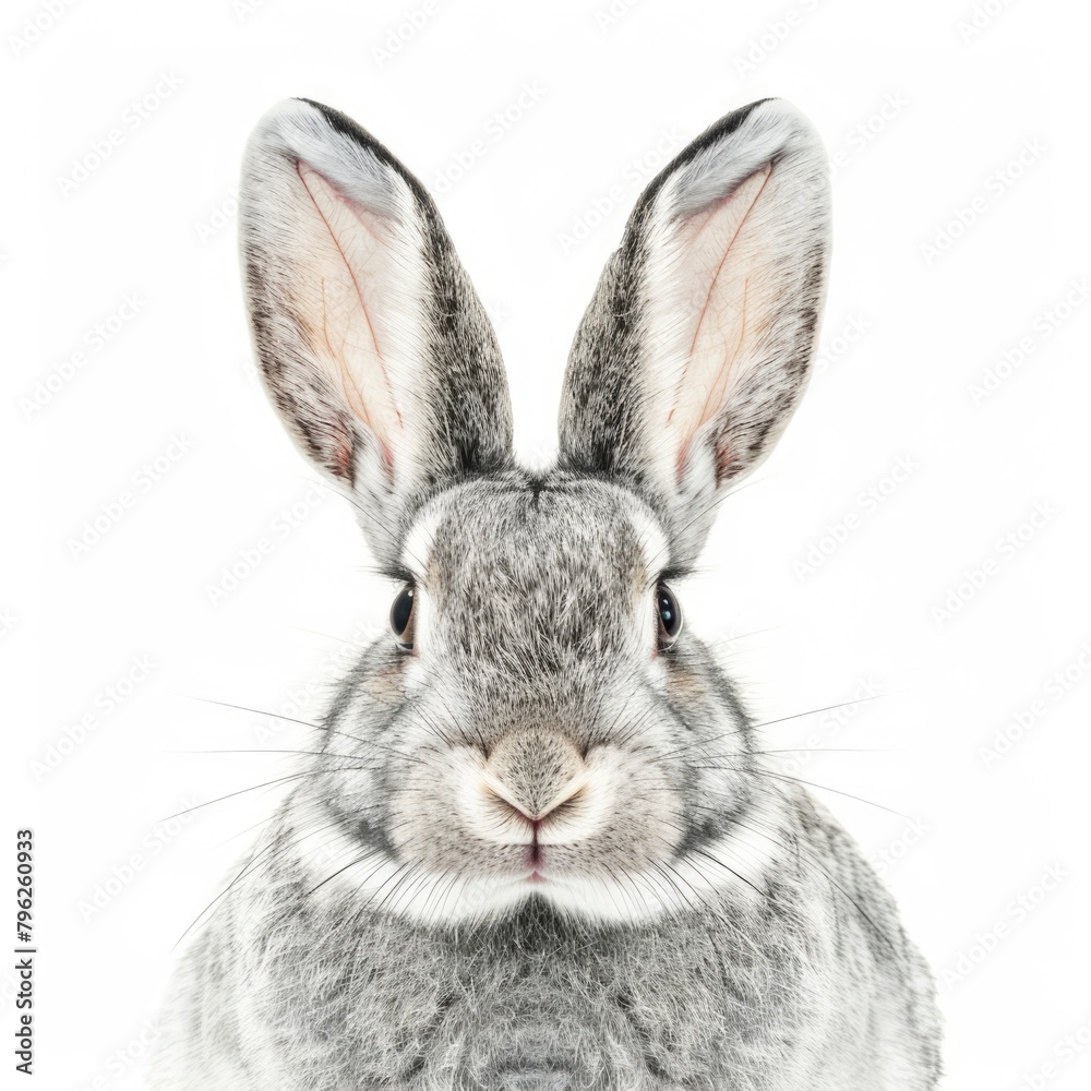 Obraz premium portrait single cat, rabbit on white background