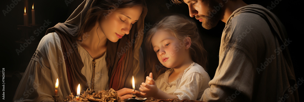 traditional Catholic art representation of the Holy Family.AI generativ. traditional Catholic art representation of the Holy Family.AI generativ.