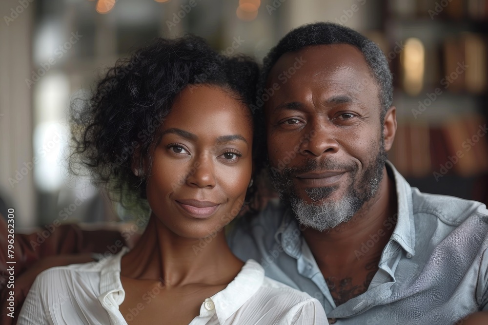 Close-up of a beautiful couple with warm smiles, exuding comfort and happiness in each other's company Close-up of a beautiful couple with warm smiles, exuding comfort and happiness in each other's company