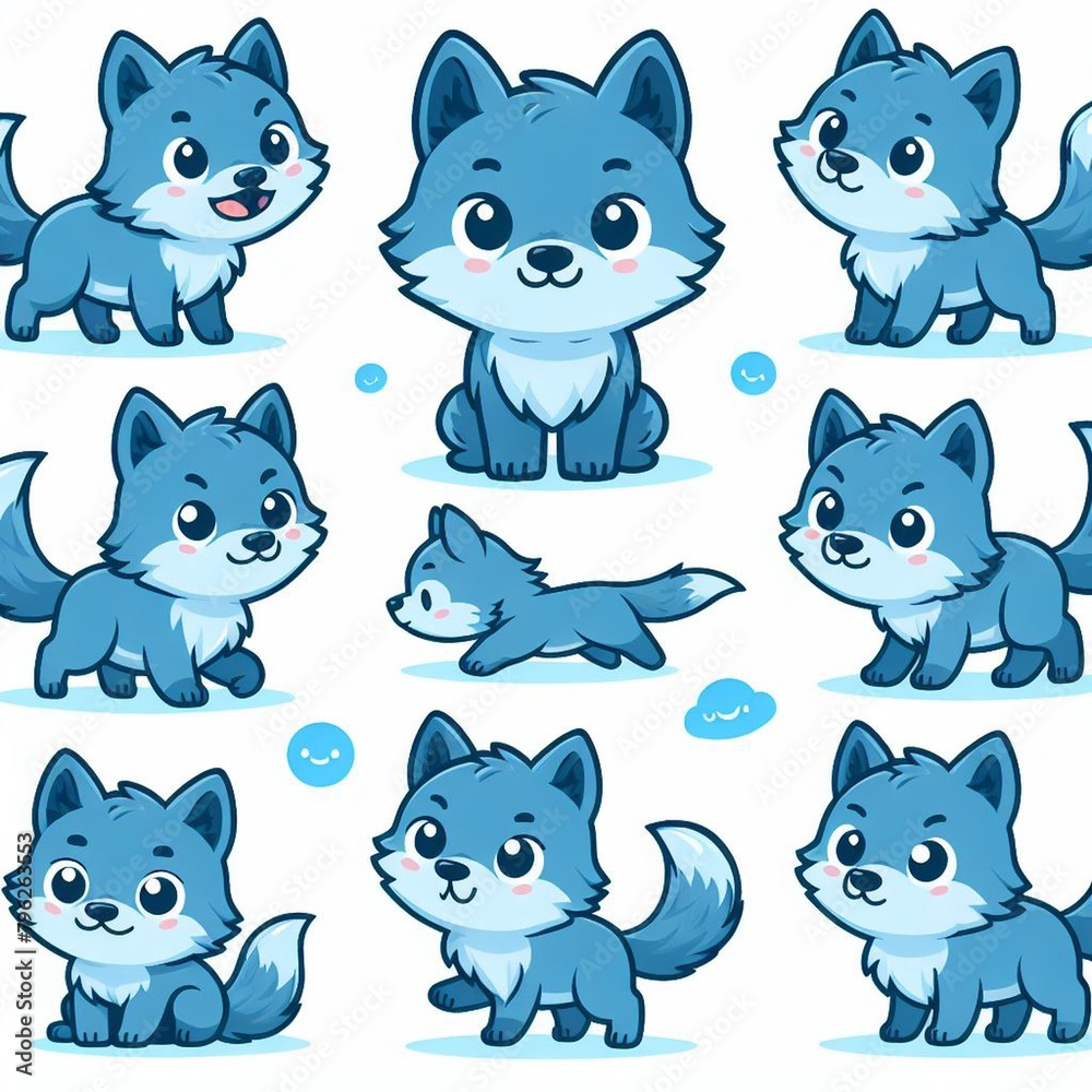 Fototapeta premium blue wolfs