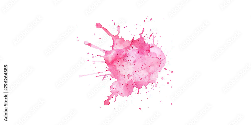 pink watercolor splashes, pink ink splash on white background