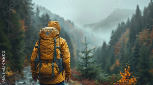 Alone amidst the trees, a solitary backpacker wanders through the forest, guided by intuition and a sense of adventure.