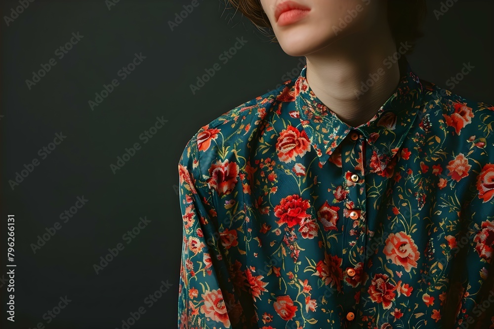 Person in flower-patterned outfit. Concept Fashion, Summer Style, Floral Prints, Outfit Inspiration Person in flower-patterned outfit. Concept Fashion, Summer Style, Floral Prints, Outfit Inspiration