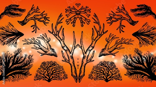 Premium Quality Seamless Orange Floral Texture Pattern Wallpaper Background_4 photo
