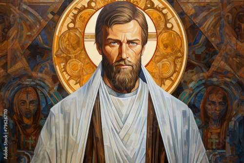 A Painting of a Bearded Man in a White Robe