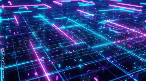 Background A grid of interconnected nodes and lines resembling a digital network or matrix. Nodes could glow with vibrant neon colors, and the lines could transition from one color to another.