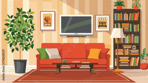 Living room interior design with furniture sofa bookc