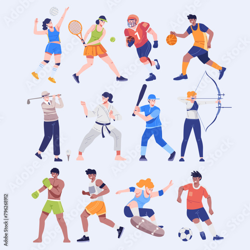 Athletics Action Set vector Illustration