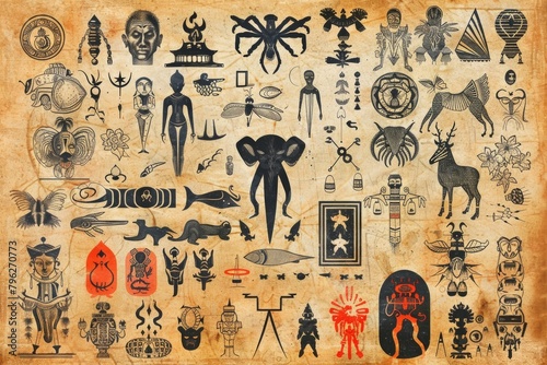 Wallpaper Mural A large collection of tribal designs on a piece of paper. Ideal for graphic design projects Torontodigital.ca
